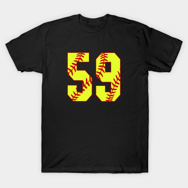 Fastpitch Softball Number 59 #59 Softball Shirt Jersey Uniform Favorite Player Biggest Fan T-Shirt by TeeCreations